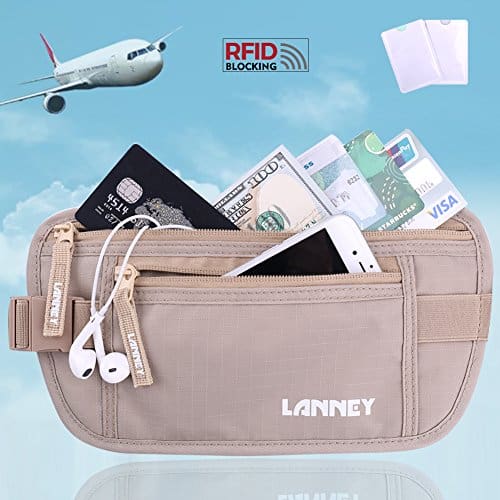 Travel Money Belt Waist Wallet RFID Blocking Passport Holder for Men