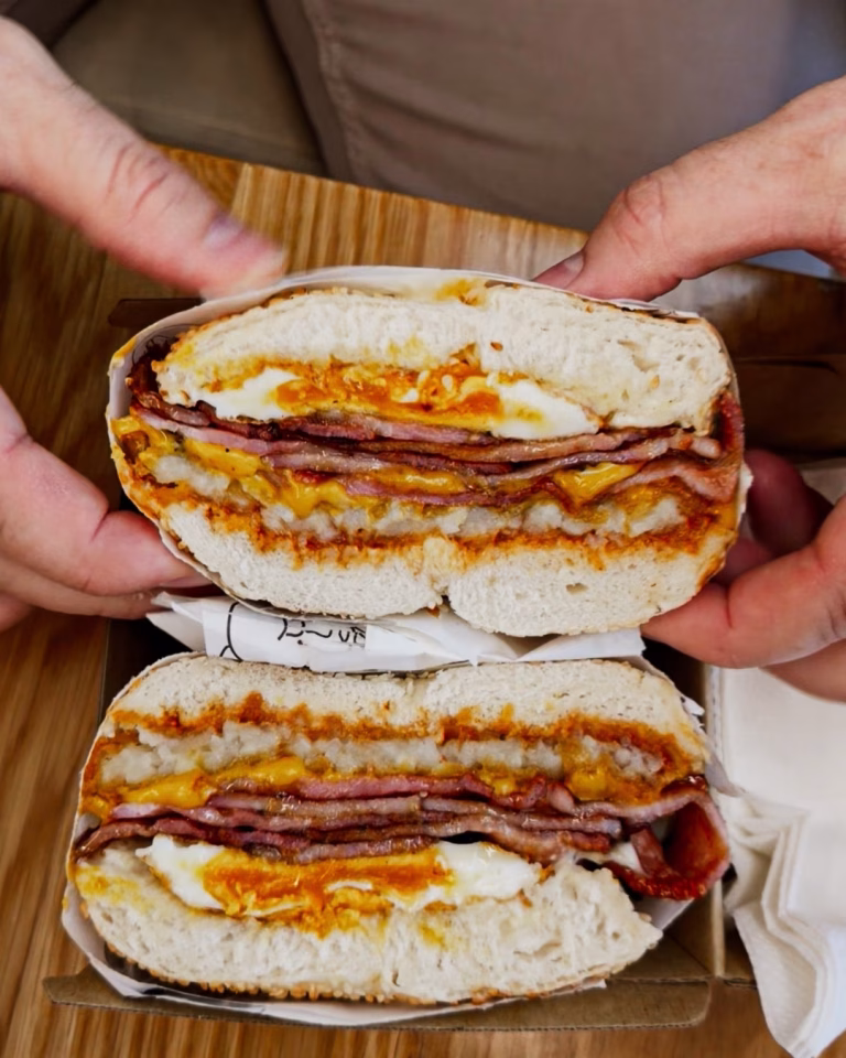 Fresh bagels from O Bagel, dining South Bank Brisbane