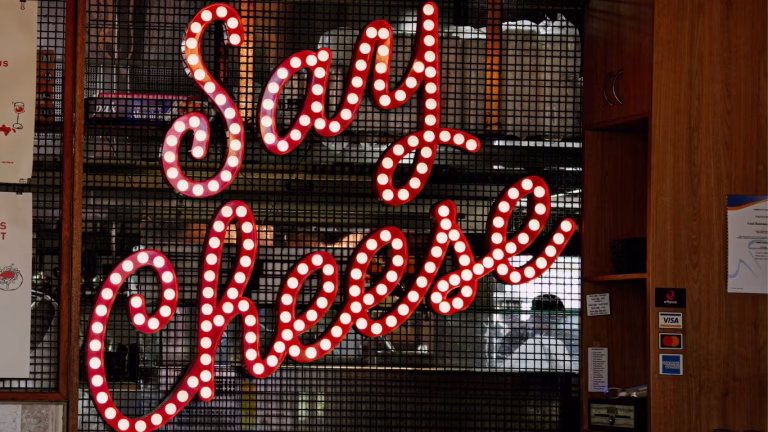 Say Cheese sign at Vici Italian, dining South Bank Brisbane