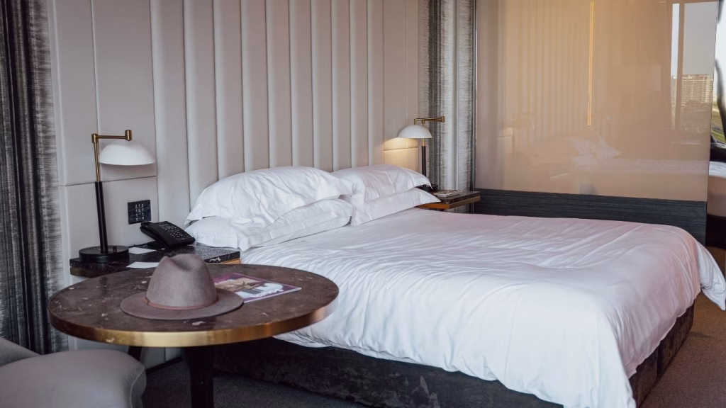 King bed in the River King Suite at Emporium Hotel South Bank