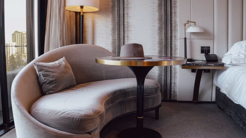 Sofa bed set up in the River King Suite at Emporium Hotel South Bank