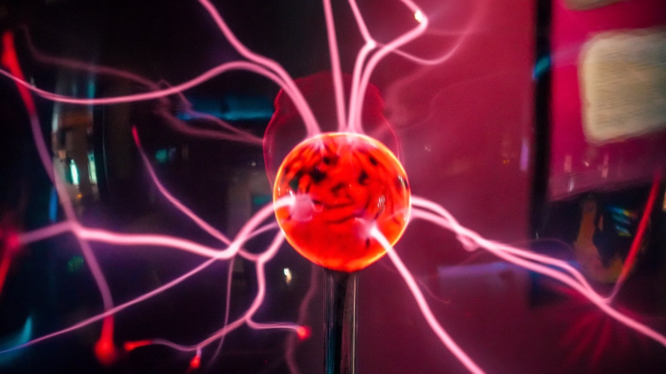 A glowing plasma ball exhibit at SparkLab, Queensland Museum, Brisbane