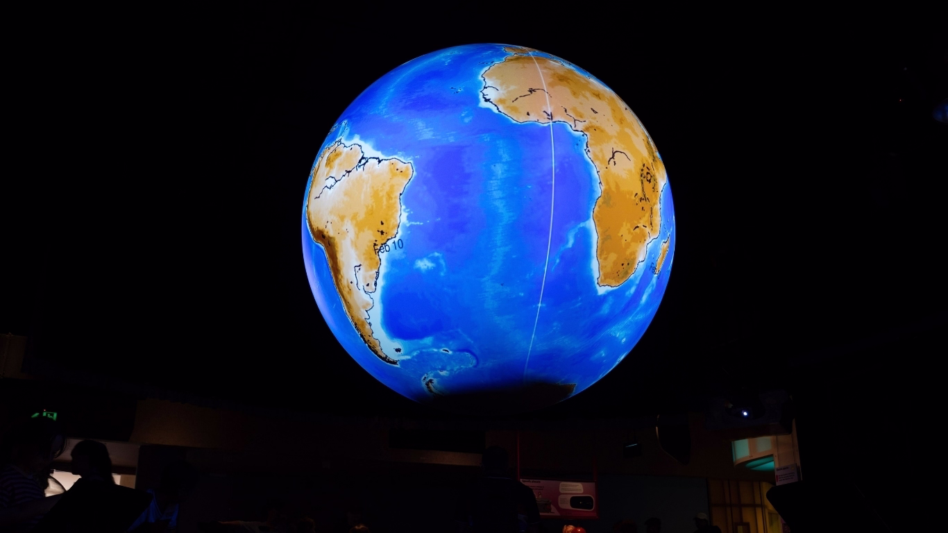 Science on a Sphere globe display at SparkLab, Queensland Museum Kurilpa